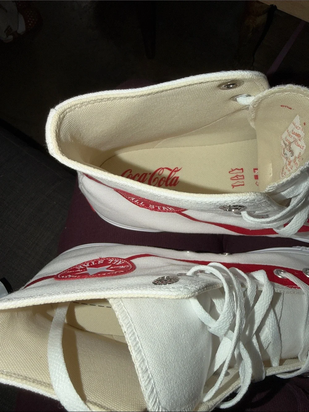 Converse High-Top Sneakers in White with Red Accent - Picture 3 of 3